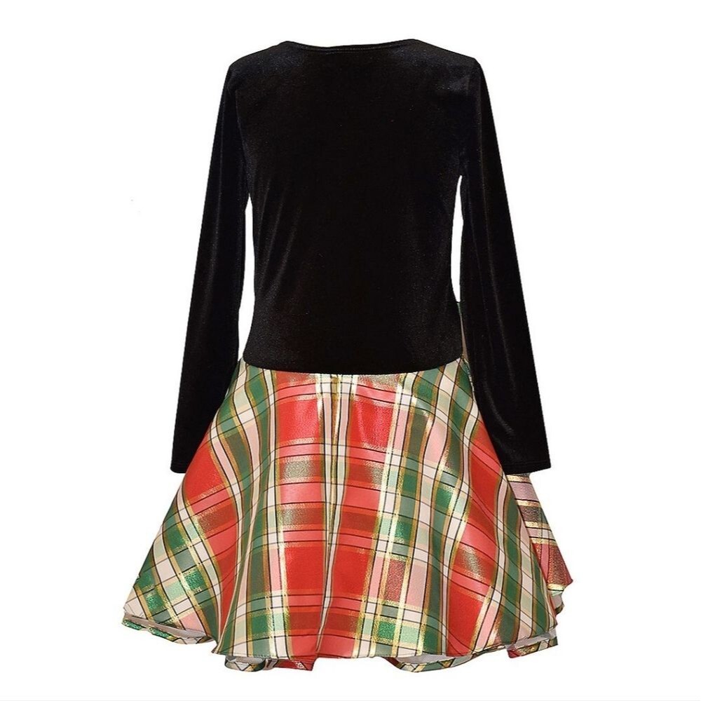 Girls Bonnie Jean Velvet & plaid Holiday Dress Size 12 - Picture 3 of 7
